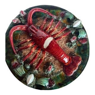 French Majolica Palissy Ware Lobster Charger For Sale