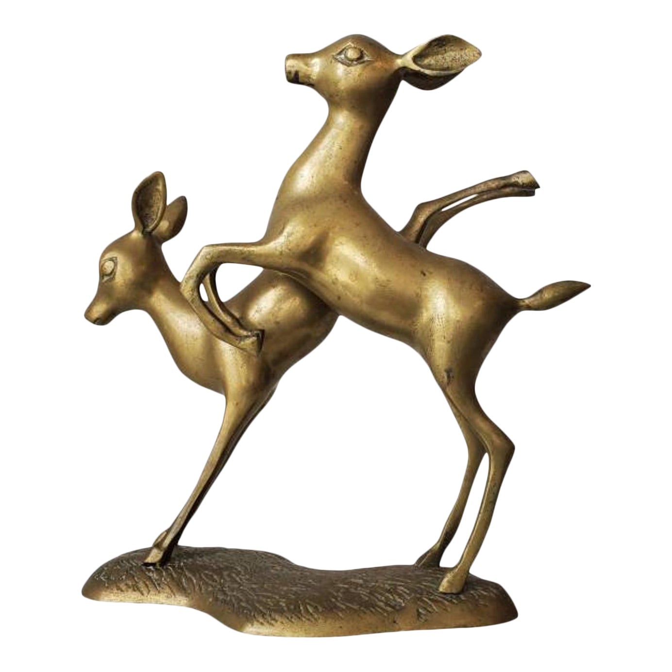 Mid Century Brass Animal Decor Large Brass Baby Deer Sculpture Brass
