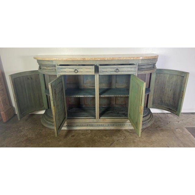 19th Century Italian Neoclassical Demilune Credenza With Marble Top For Sale - Image 15 of 18