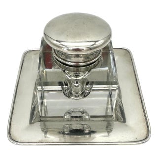 Sterling & Glass Inkwell by Dominick & Haff for J.E. Caldwell & Co, Circa 1920 For Sale