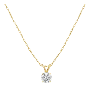 Half Carat Solitaire Diamond Necklace 14K Yellow Gold 16"