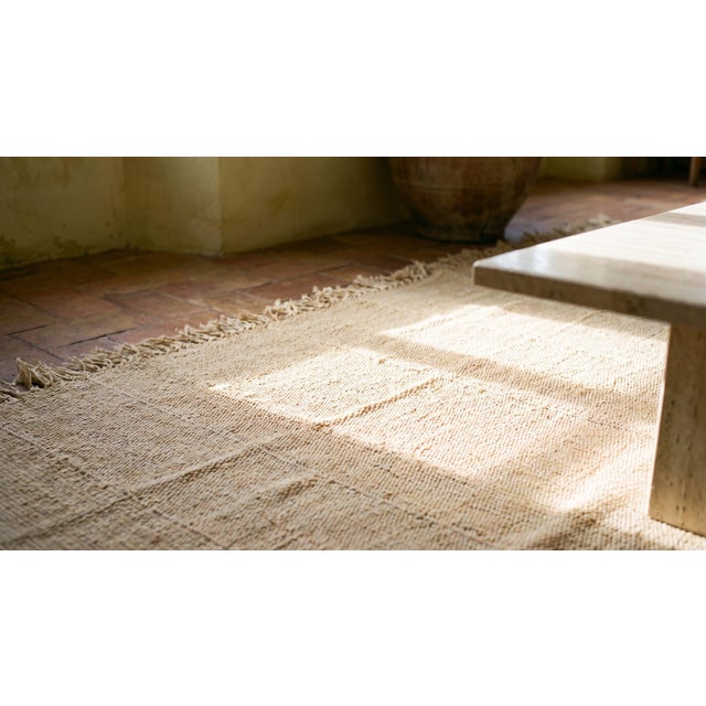 1940s Ivory Cream Solid Tribal Antique Kilim n.w Persian Rug 8'8" X 10'10 Flat Woven Wool Carpet For Sale In New York - Image 6 of 8
