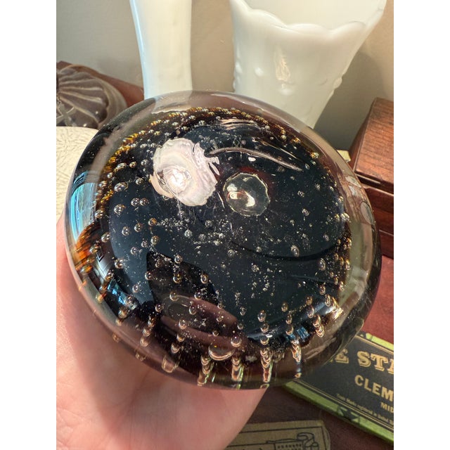 1960s Controlled Bubbles Black Mushroom Shape Bookend Paper Weight For Sale - Image 9 of 9