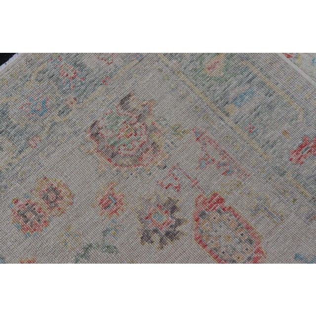 Modern All-Over Floral Oushak With Muted Background and Accent Colors For Sale - Image 10 of 10
