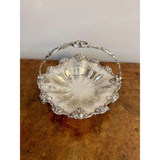 1900 - 1909 Antique Edwardian Silver-Plated Cake Basket, 1900s For Sale - Image 5 of 6