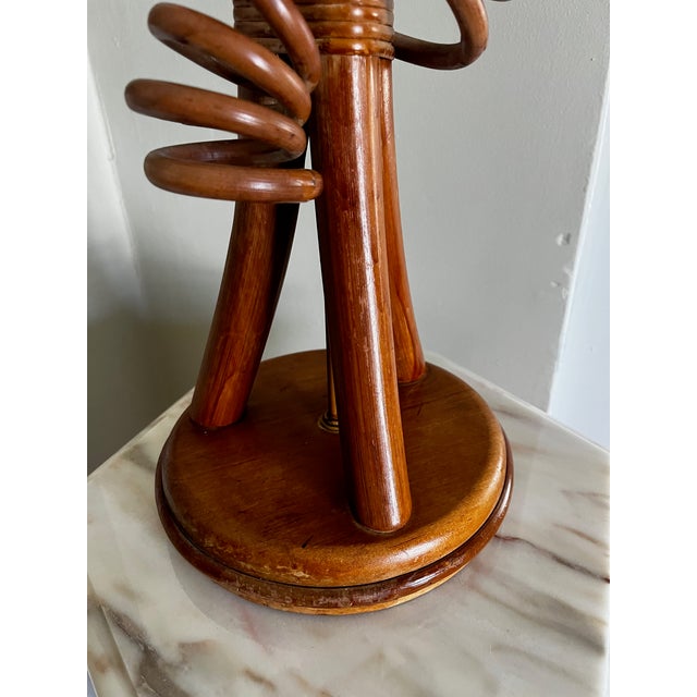 Rattan and Wood Hourglass Style MCM Sculptural Lamp For Sale In Saint Louis - Image 6 of 7