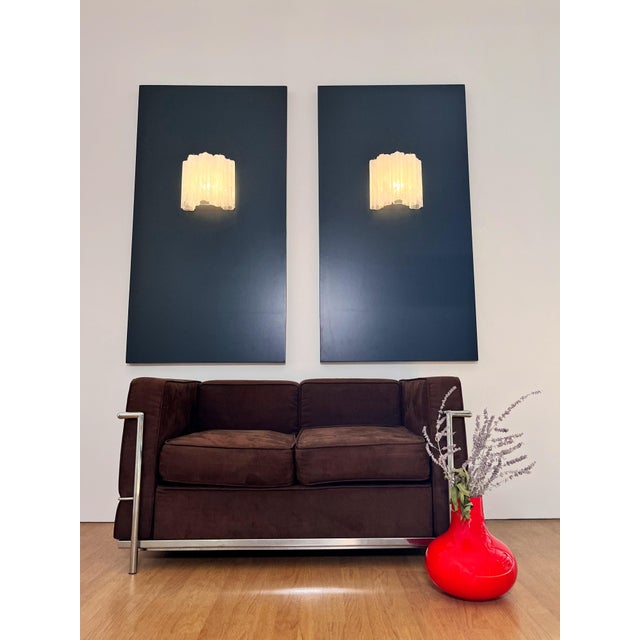 Vintage Murano Glass Tube Wall Sconces with 5 White Alabaster Glass Tube, 1990, Set of 2 For Sale - Image 10 of 18