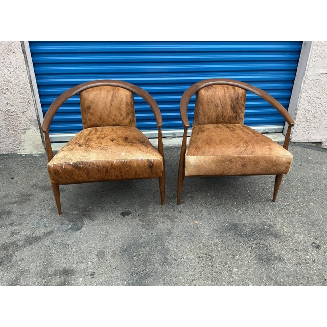 1960s Mid Century Modern Pair of Lounge Chairs in Cowhide For Sale - Image 5 of 11