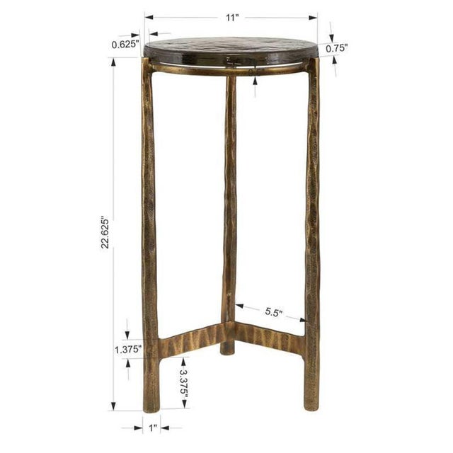 Outdoor Indoor Artisan Glass & Brass End Table For Sale - Image 4 of 4