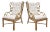 Fretwork Rattan Wingback Chairs, Pair For Sale
