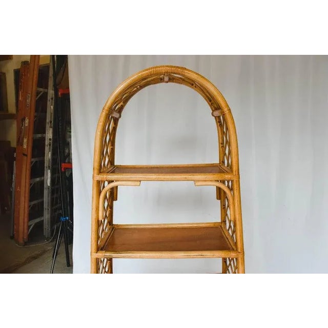 Wood Midcentury Rattan Étagère For Sale - Image 7 of 13