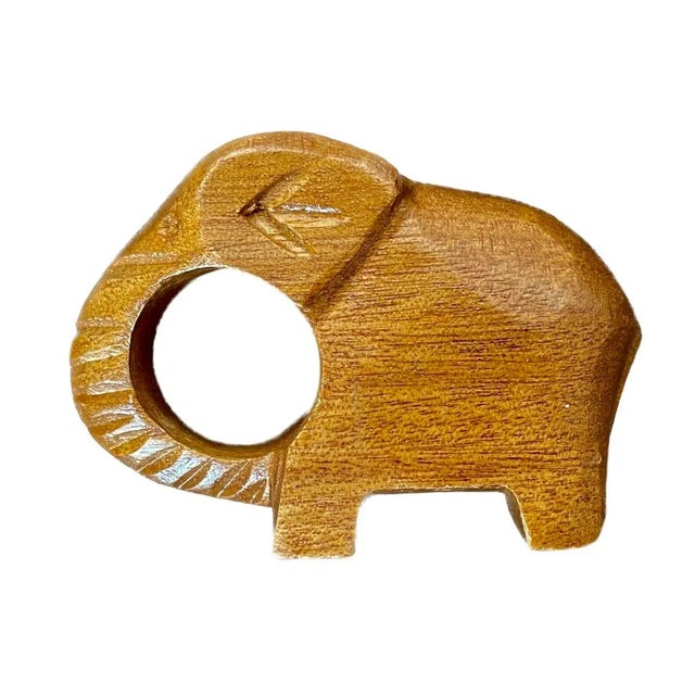 Vintage Carved Walnut Animal Napkin Rings, S/4 For Sale - Image 4 of 6