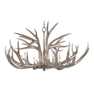 Regina Andrew Modern Silver Leaf Finished Antler Chandelier For Sale