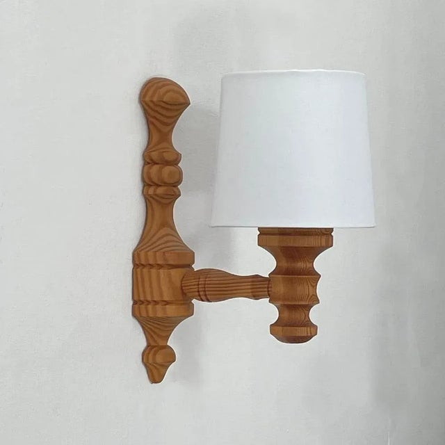 Pine and Fabric Wall Lights, Sweden, 1960s, Set of 2 For Sale - Image 11 of 12