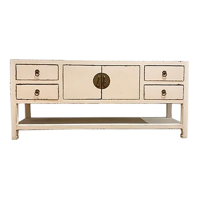 1990s Asian Tv Cabinet With Shelf at the Bottom For Sale