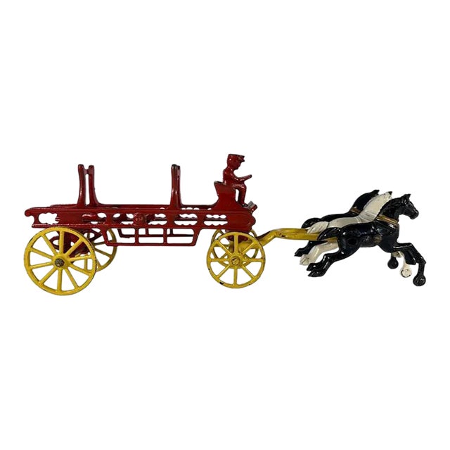 Cast Iron Horse Drawn Fireman Ladder Wagon For Sale