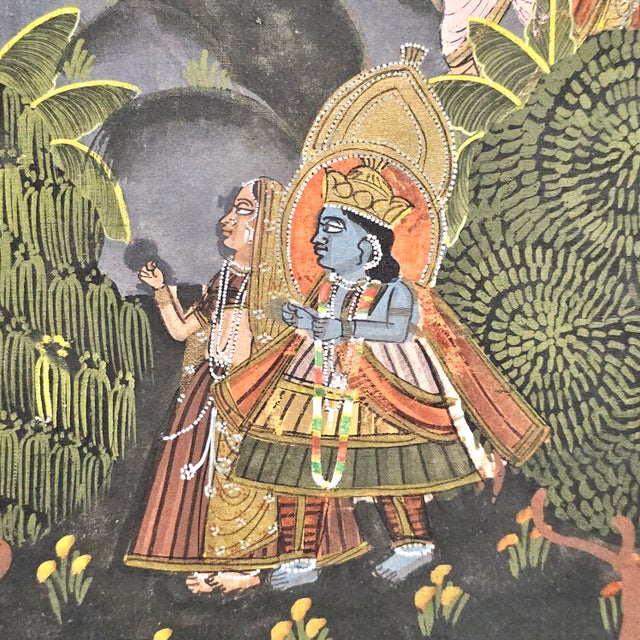 Indian Monumental Mid-Century Pichwai Pichhavi Painting – Krishna & Gopis, Framed 76” For Sale - Image 3 of 12