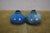 2 Vintage Blue Glazed Gourd Shaped Pinch Pot Pottery Bud Vases 2" For Sale - Image 4 of 14