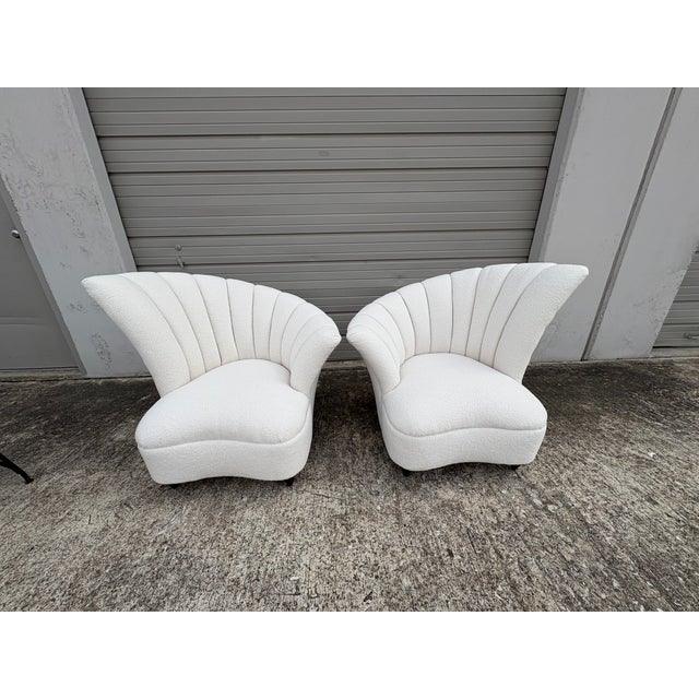 Dorothy Draper Pair of 1960s Asymmetrical Channel Back Lounge Chairs For Sale - Image 4 of 14