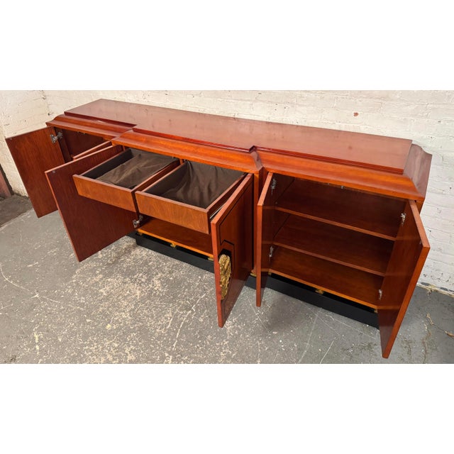Wood Late 20th Century Enrique Garcel Deco-Style Lacquered Credenza Handmade in Colombia For Sale - Image 7 of 15