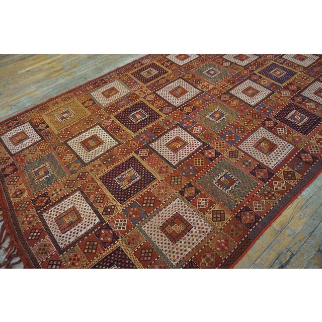 Raspberry Red Incredible Square Pattern in a Red Background Color Antique Caucasian Verneh Flat-Weave Rug For Sale - Image 8 of 10