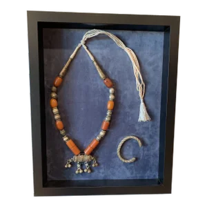 1970s Framed Arabian Art-Necklace and Bracelet