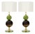 Venetian Blown Glass Lamps, Green, Murano Italy - a Pair For Sale
