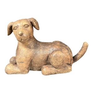 Vintage Carved Solid Wood Dog Sculpture