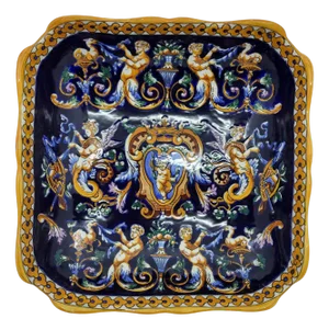 French Earthenware Dish with Italian Renaissance Decor