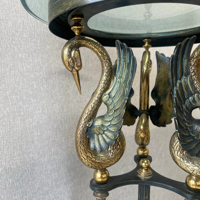 Vintage Swan Brass Pedestal For Sale - Image 4 of 5