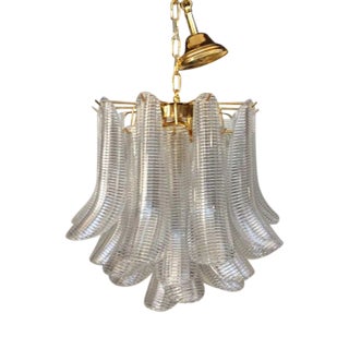 Italian White Murano Glass Sputnik Metal Frame Chandelier For Sale