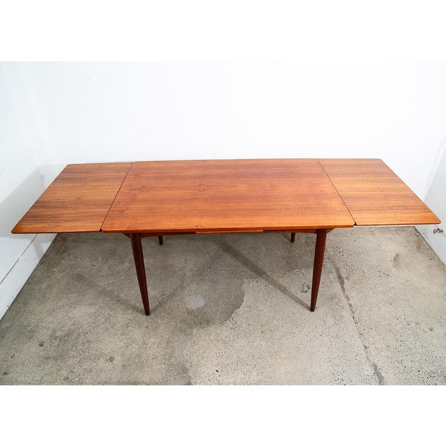 1960s Mid Century Danish Modern Dining Table Denmark Teak Wood Extension Draw Leaf Nm For Sale In Sacramento - Image 6 of 12