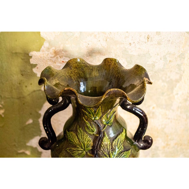 Vintage Italian Ceramic Vase with Floral Decoration, 1920s For Sale - Image 3 of 7