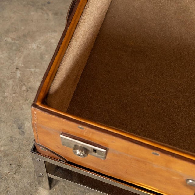 English Leather Trunk on Metal Stand, 1910s For Sale - Image 15 of 18