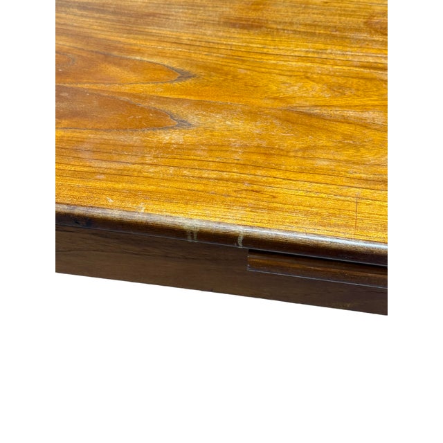 Vintage Danish Teak Draw Leaf Mid Century Modern Dining Table For Sale - Image 9 of 13