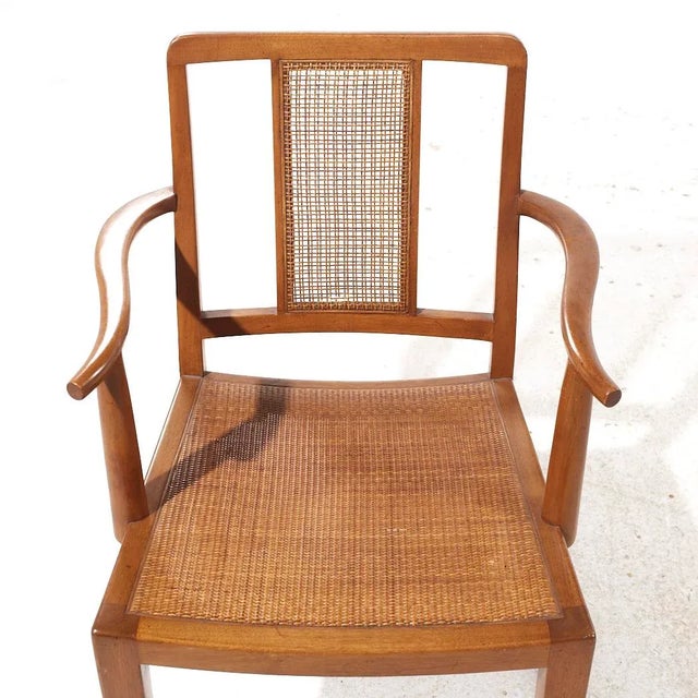 Edward Wormley for Dunbar Mid Century Cane and Bleached Mahogany Dining Chairs - Set of 6 For Sale - Image 9 of 10