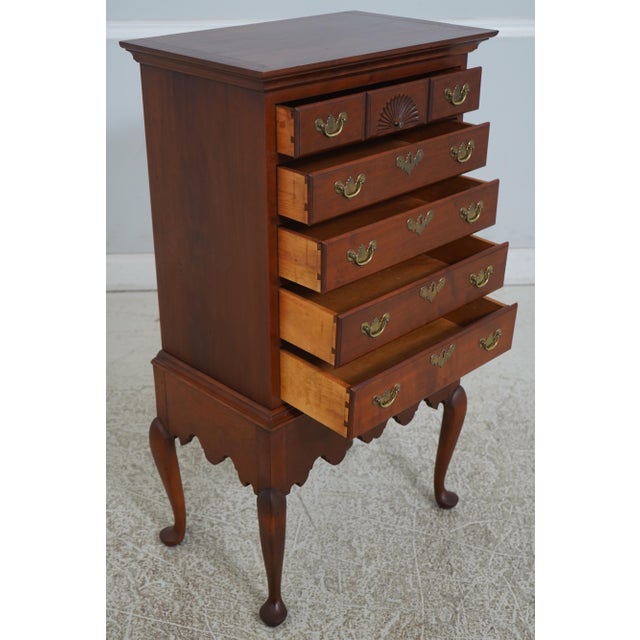 Queen Anne Eldred Wheeler Cherry 2 Piece Small Scale Highboy Silver Chest For Sale - Image 3 of 12