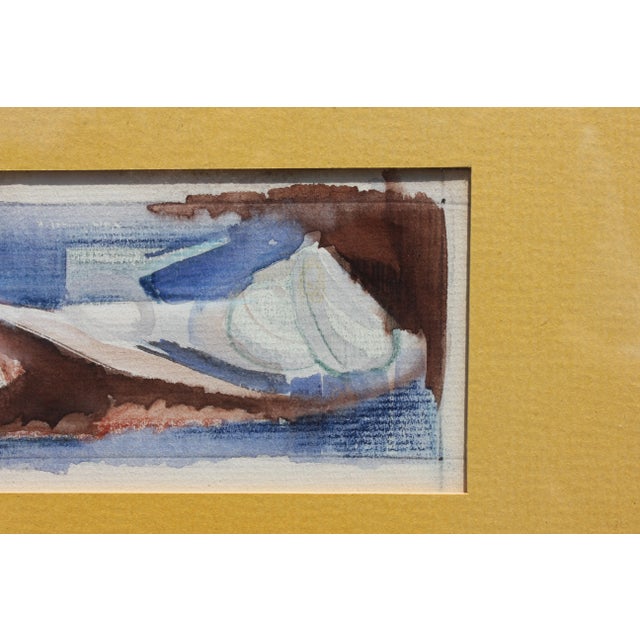 Impressionist Abstract Impressionist Watercolor Painting of Shells Framed 1950s For Sale - Image 3 of 5