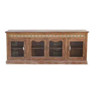 Early 20th Century Scalloped Tile & Glass Colonial Console For Sale