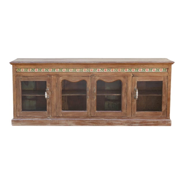 Early 20th Century Scalloped Tile & Glass Colonial Console For Sale