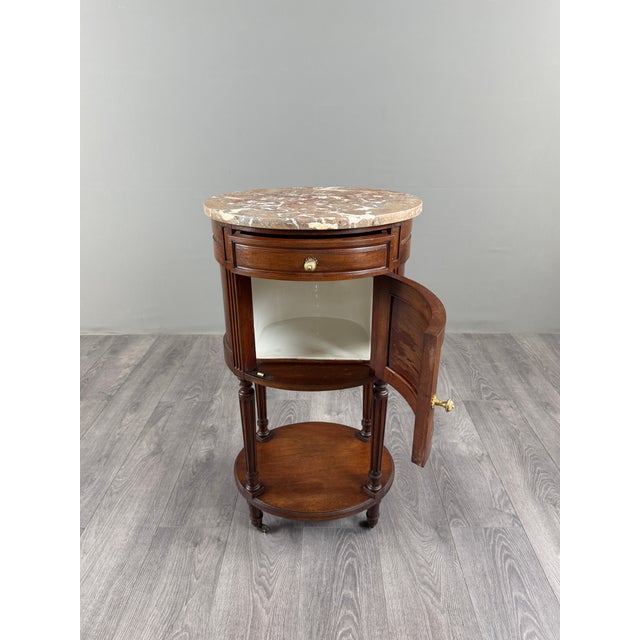 19th Century Louis XVI Half-Moon Side Table in Mahogany and Marble, 1920s For Sale - Image 4 of 12