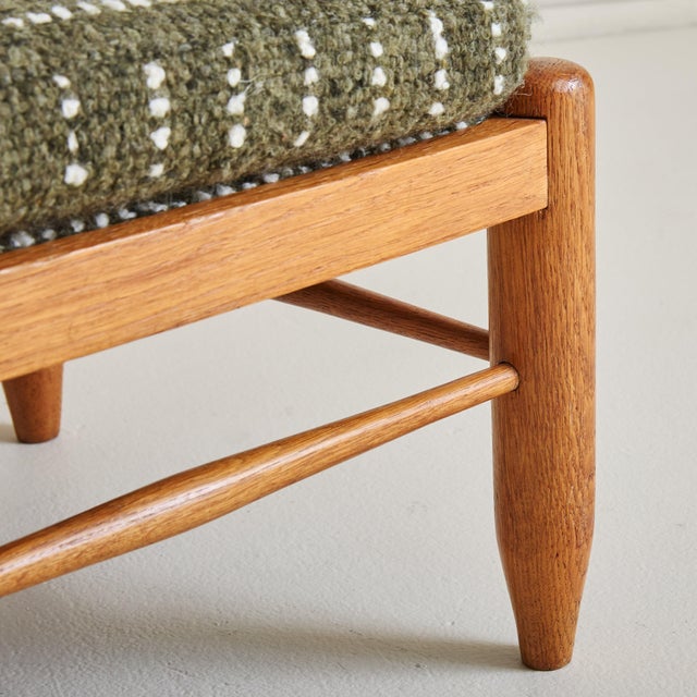 Danish Modern Oak Stool in Forest Green Wool, 1960s - 2 Available For Sale - Image 4 of 7