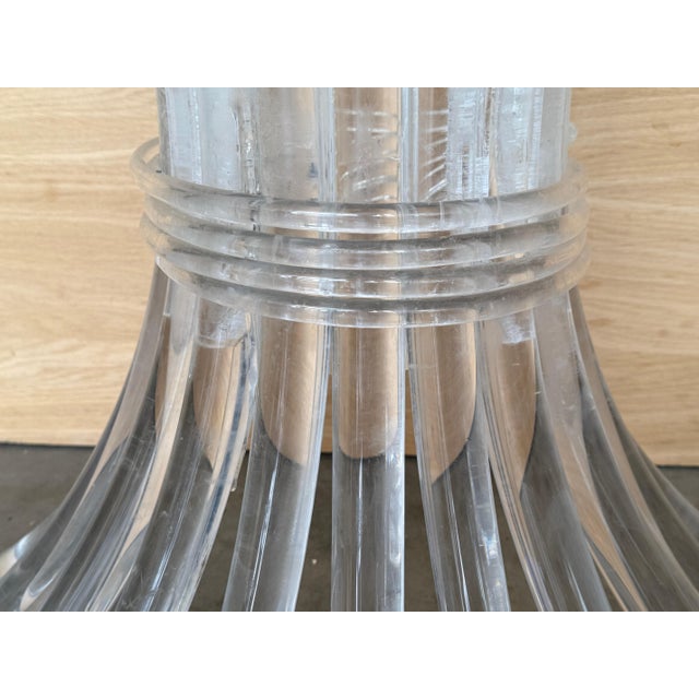 Mid 20th Century Demilune Console Table with Pedestal Lucite Base and Clear top Glass For Sale - Image 13 of 18