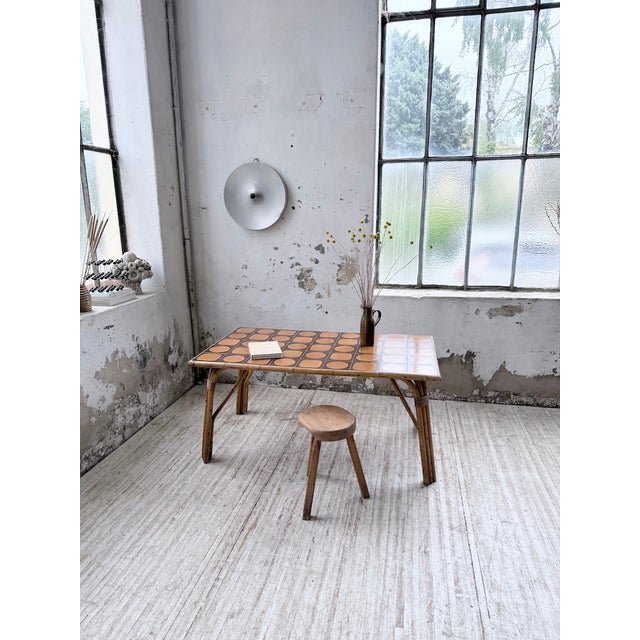 Rattan Ceramic Table, 1950s For Sale - Image 9 of 18