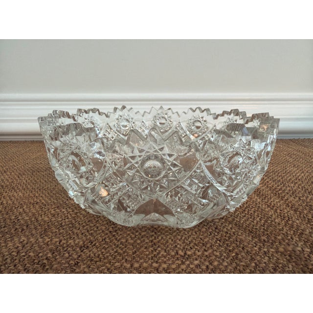 Early 20th Century Antique Northwood Pressed Glass Starburst Bowl With Hobstar Motif For Sale - Image 5 of 6
