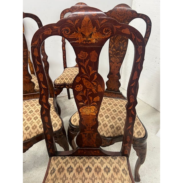 Antique Dutch Chairs in Marquetry Wood, 1800s, Set of 8 For Sale - Image 5 of 18