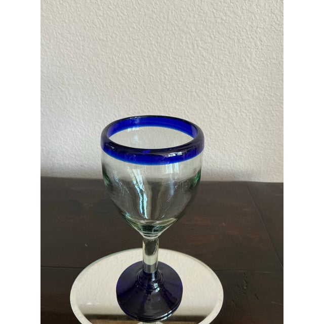 Pair of Hand-Blown-Style Stemmed Wine or Cordial Glasses For Sale In Dallas - Image 6 of 7