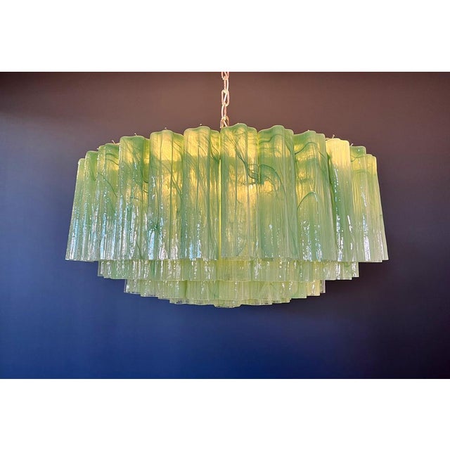 Large Murano Glass Chandelier with 101 Green Alabaster Glass Tube, 1990s For Sale - Image 15 of 18