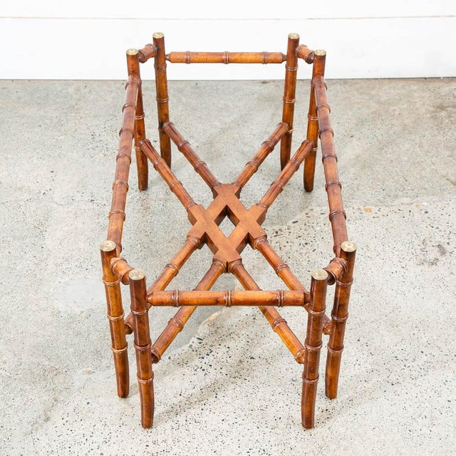 1960s Mid Century Modern Cocktail Table Coffee Side End Glass Brass Gold Bamboo For Sale - Image 11 of 11