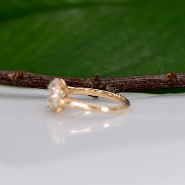 Metal Marquise Cut Lab Grown Diamond Ring With Diamond Accents: Solid 14k Gold, Size 6.75 For Sale - Image 7 of 7